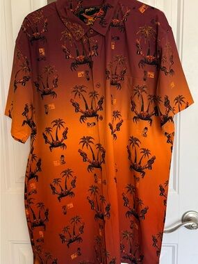 Retro Rifle 2XL Tall Men’s Button Down Shirt. Synth Crab (Orange)